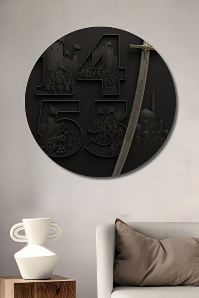 Teona Ahşap Στρογγυλό Ξύλινο Διακοσμητικό Τραπέζι με Ανάγλυφο Σπαθί Κατάκτηση...