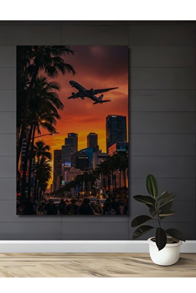 Teona Ahşap Τροπικό ηλιοβασίλεμα με άποψη αεροπλάνου, Ξύλινο διακοσμητικό τρα...