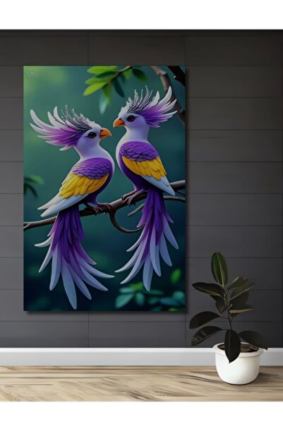 Teona Ahşap Μαγικό ζευγάρι παπαγάλων με ελαιογραφία, ξύλινο διακοσμητικό τραπ...