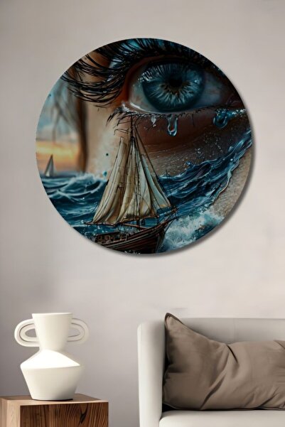 Teona Ahşap Ξύλινο διακοσμητικό τραπέζι με ελαιογραφία που απεικονίζει ένα πλ...