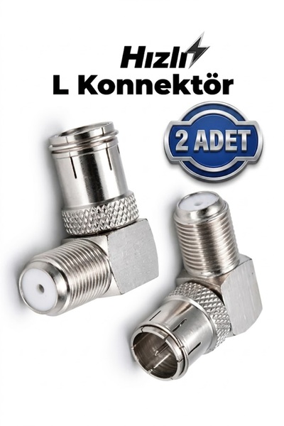 Derwell 2 Adet F Konnektör L Fiş Quick Geçişli L Tip 90 Derece F Hızlandırıcı...