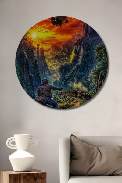 Teona Ahşap Στρογγυλό Ξύλινο Διακοσμητικό Τραπέζι Steampunk Biker Adventure γ...