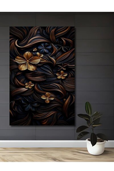 Teona Ahşap Ξύλινο διακοσμητικό τραπέζι με χρυσό σχέδιο λουλουδιών, τρισδιάστ...