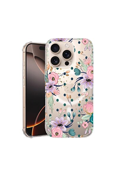 bestcase Husă pentru Apple iPhone 16 Pro, MagSafe Anti-șoc, Colecția Flori, P...