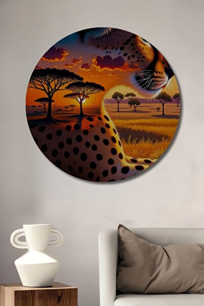 Teona Ahşap Στρογγυλή ζωγραφική σε ξύλινη βάση με ψηφιακή εκτύπωση λαδιογραφί...