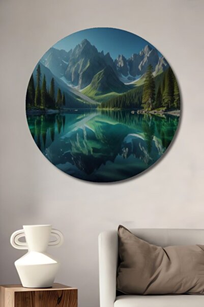 Teona Ahşap Στρογγυλό Ξύλινο Διακοσμητικό Τραπέζι με θέα στο Μυστικό Βουνό, Κ...