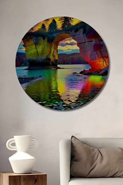 Teona Ahşap Στρογγυλό, Υπέροχο, Πολύχρωμο, Φυσικό Διακοσμητικό Ξύλινο Τραπέζι...