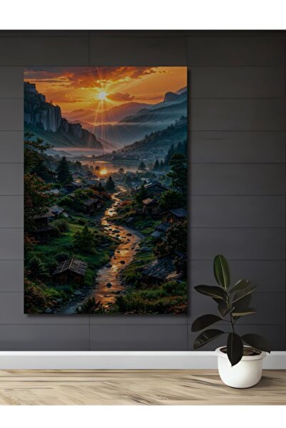 Teona Ahşap Πανέμορφο ηλιοβασίλεμα, θεαματικό χωριό, διακοσμητικό ξύλινο τραπ...