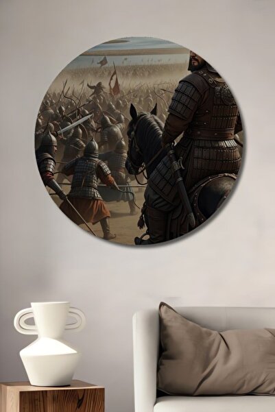 Teona Ahşap Στρογγυλό διακοσμητικό ξύλινο πίνακα με ελαιογραφία τουρκικού πολ...