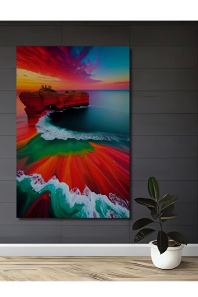 Teona Ahşap Πανέμορφο Ηλιοβασίλεμα, Αφηρημένη Τέχνη Καλικάιας Ακτής, Ξύλινο Δ...