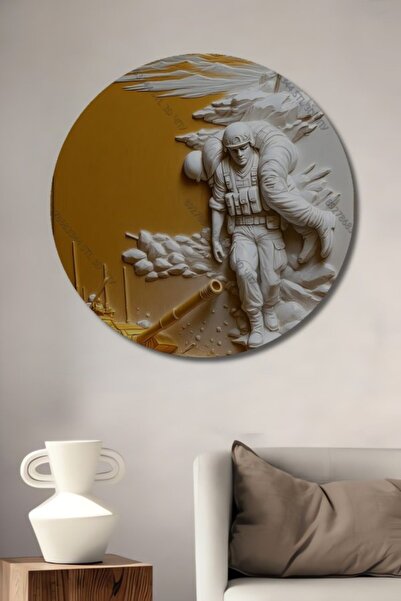 Teona Ahşap Στρογγυλό Ξύλινο Διακοσμητικό Τραπέζι με θέμα τον ήρωα στρατιώτη ...