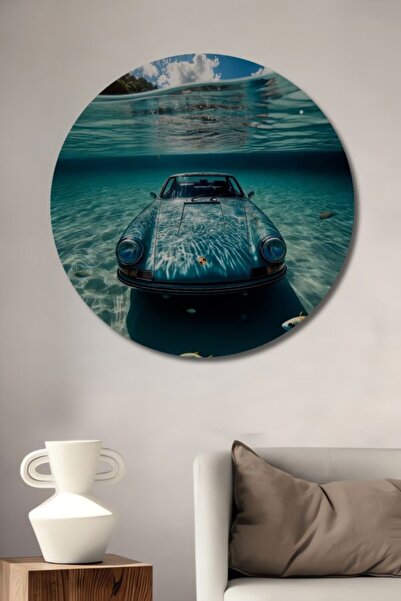 Teona Ahşap Στρογγυλό Υποβρύχιο Κλασικό Ξύλινο Διακοσμητικό Τραπέζι με Ελαιογ...