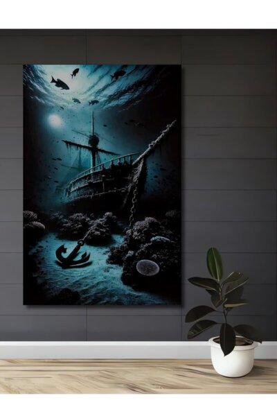 Teona Ahşap Ξύλινο διακοσμητικό τραπέζι με εμφάνιση βυθισμένου πλοίου και άγκ...