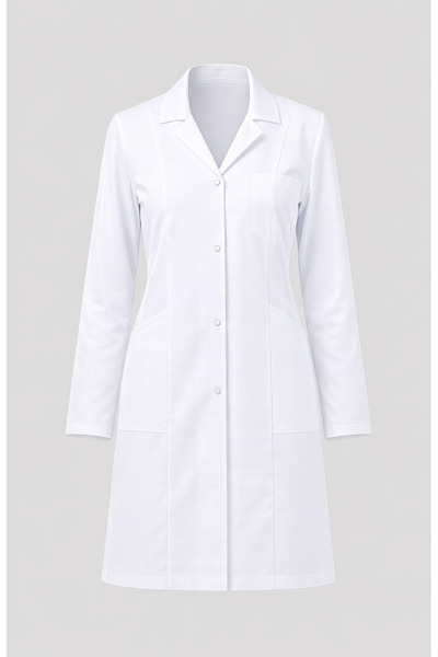 LOOKMT MODA مريلة طبية بيضاء للجنسين بجيوب وتصميم مريح