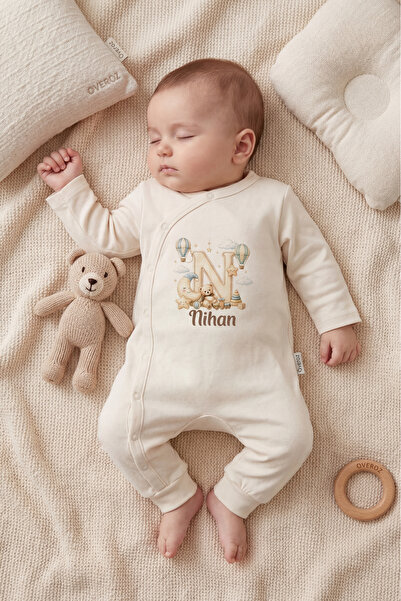 Overoz [ İSTEDİĞİNİZ İSMİ YAZIYORUZ ] İsimli Hastane Çıkışı Bebek Tulum İsme Özel Bebek Tulum İsimli Bebek Zıbın İsme Özel Bebek Hediyelik - N Harfi
