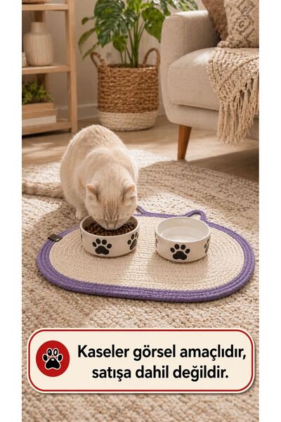 NitruDesign Kedi ve Köpek Mama ve Su Kabı Paspası