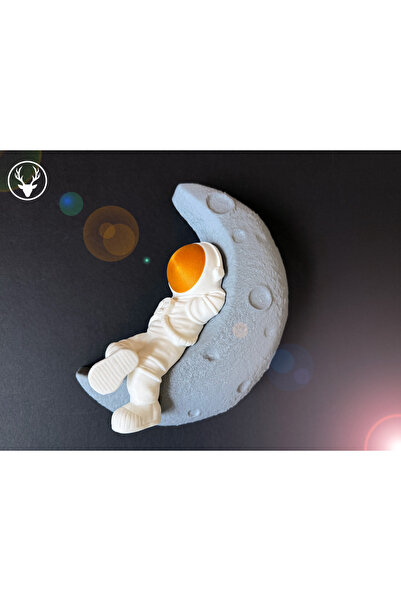 Atsutech Uzay Temalı Dekoratif Astronot Biblo Ay Figürü - Çocuk Odası Ve Ofis...