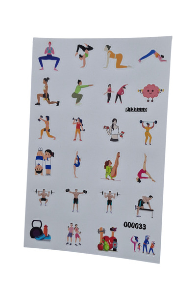 Fizello Σετ αυτοκόλλητων ετικετών για γυμναστική - 24 αυτοκόλλητα - Κομμένα μ...