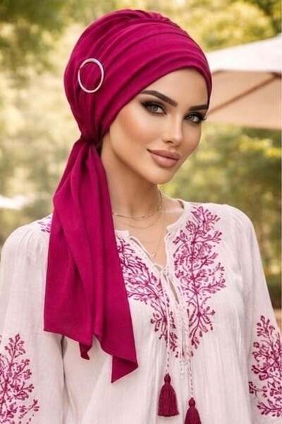 Aişe tesettür Καπέλο με λεπτομέρεια από αποξηραμένο ροζ λουλούδι και αγκράφα