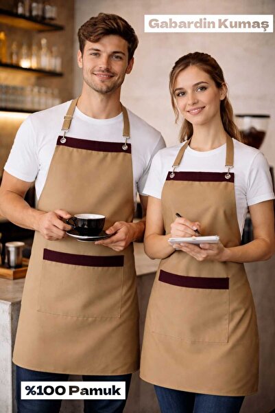 MUTLUGYM Gabardin Kumaş % 100 PAMUK Ayarlanabilir Askılı Garson – Barista – Ş...