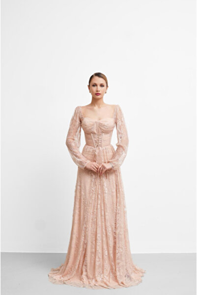 Gülcan Luxury Dantelli uzun abiye