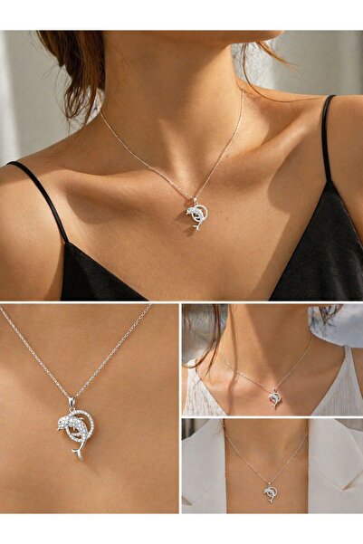 RozeJewelry Zarif Yunus Figürlü Taşlı Kolye – Şans ve Özgürlüğün Işıltıs