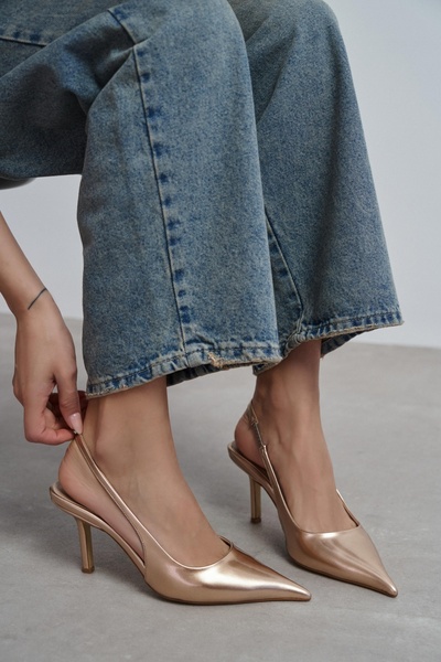 NİŞANTAŞI SHOES Γυναικεία παπούτσια με τακούνι Parla Dore από λουστρίνι με λε...