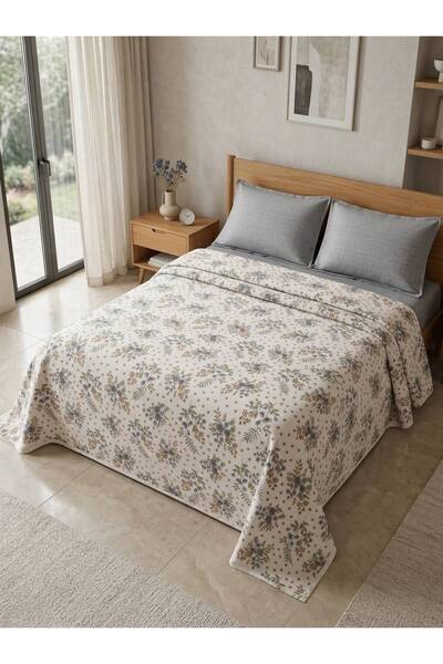 ŞENER HOME Σετ διπλό πικέ με μοτίβο Poppy με ελαστικό σεντόνι