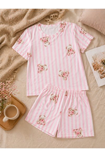 Melff Set de pijamale pentru femei cu pantaloni scurți bumbac moale Îmbrăcăminte confortabilă de vară pentru acasă