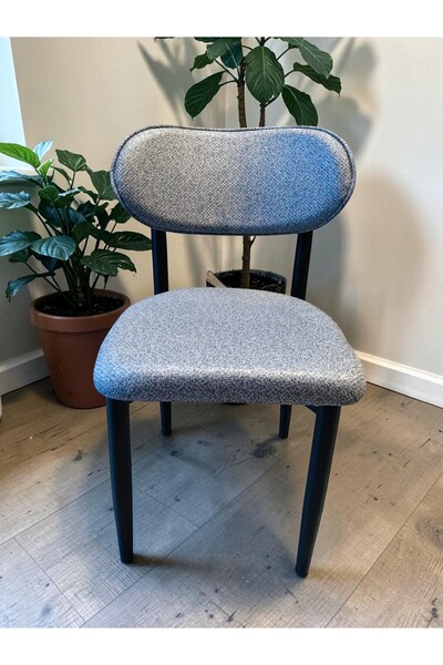 MSY HOME 6 Adet A.Gri Jerry Kumaş Trendy Modern Sandalye Takımı Siyah İskelet