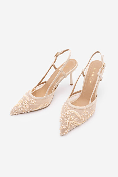 Marjin Γυναικεία παπούτσια στιλέτο με μυτερή μύτη, διχτυωτό ύφασμα με χάντρες...