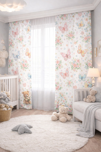 BEYDEX 140x260 Ölçüsünde 2 Adet Bebek Odası Çocuk Odası Baskılı Fon Perde