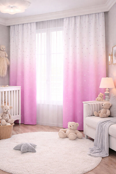 BEYDEX 140x260 Ölçüsünde 2 Adet Bebek Odası Çocuk Odası Baskılı Fon Perde