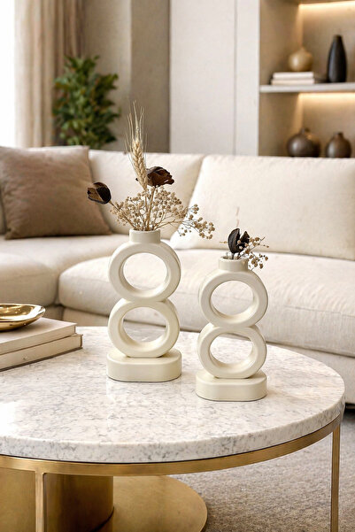 Zigzag Home Διακοσμητικό Σετ Βάζων 2 τεμαχίων σε Μοντέρνο Σχεδιασμό Μποέμ Στυ...