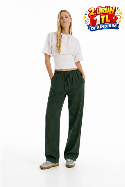 DAMGA JEANS Γυναικεία casual καλοκαιρινά παντελόνια από λινό σε χαλαρή γραμμή...