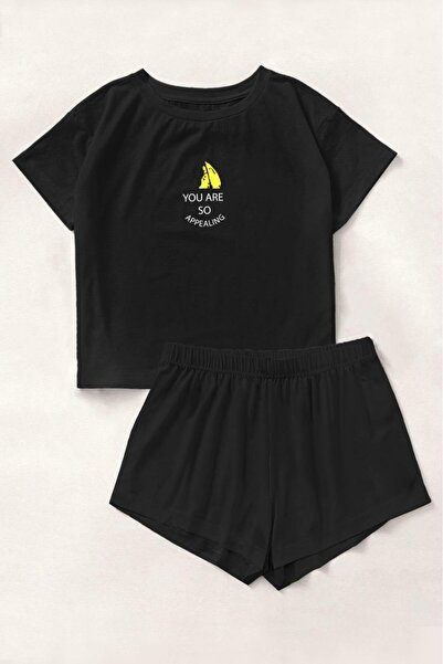 Silona Homewear Μαύρο Ελκυστικό Σετ Σορτς από Μπαμπού