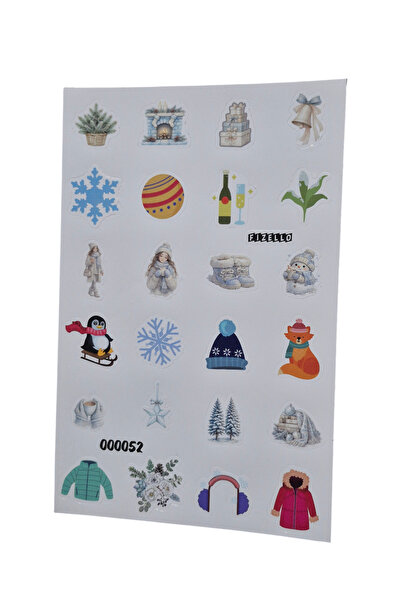 Fizello Σετ αυτοκόλλητων με χειμερινό θέμα - 24 αυτοκόλλητα - Κομμένα με μετα...