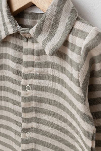 tinibud 10-Piece Baby Boy Hospital Discharge Set Gots Certified Organic Fabric 100% Cotton Muslin Khaki Striped
