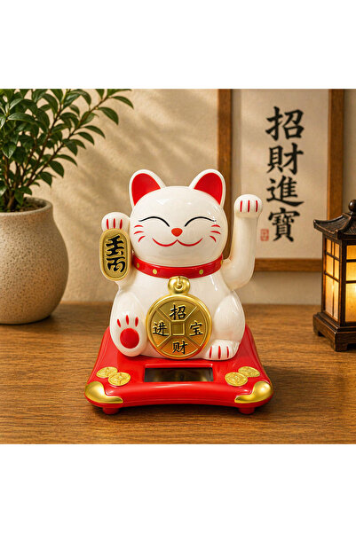 hediyeconcepti Solar Enerjili Şans Getiren Kedi Maneki Neko Dekoratif Biblo F...
