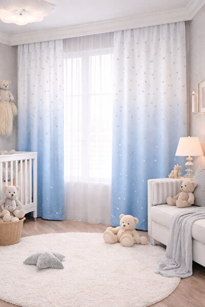 BEYDEX 140x260 Ölçüsünde 2 Adet Bebek Odası Çocuk Odası Baskılı Fon Perde