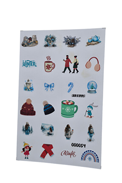 Fizello Σετ αυτοκόλλητων με χειμερινό θέμα - 24 αυτοκόλλητα - Κομμένα με μετα...