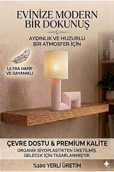 AKT Modern Masa Üstü ve Komidin Üstü Gece Lambası - Şık Tasarım Abajur - Salo...