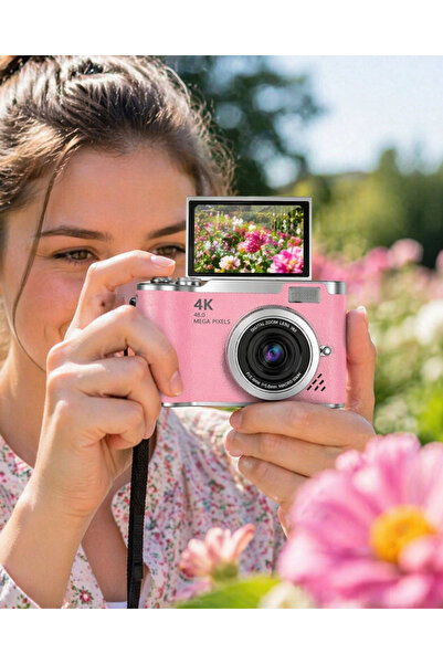 Lisinya Sosyal Medya İçerik Kamera 48 MP HD Video Flip Ekranlı Dijital Kamera -