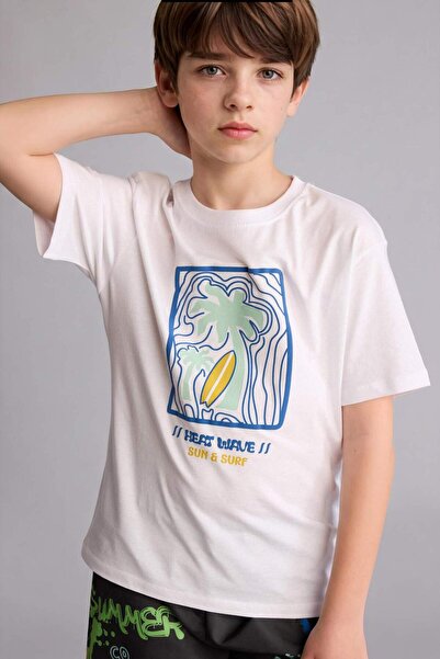 DeFacto Νέο μπλουζάκι με κοντό μανίκι με στάμπα Crew Neck για αγόρια H4326A826HS