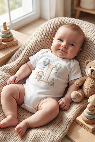 Overoz I Harfi Baskılı Bebek Body İsimli Bebek Zıbın Harfli Hediyelik Bebek Body
