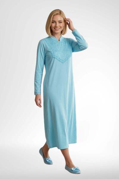 Mecit Pijama Mecit 6376 Τυρκουάζ Γυναικείο νυχτικό με μακριά μανίκια από 100%...