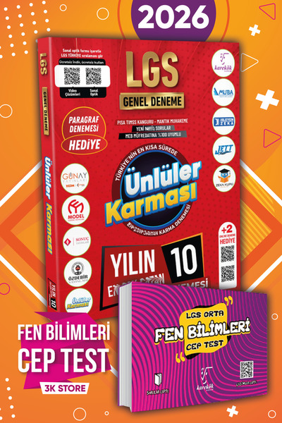 Ünlüler Karması 2026 LGS 8.Sınıf Genel Karma Deneme Seti 10lu ve Karekök Fen ...
