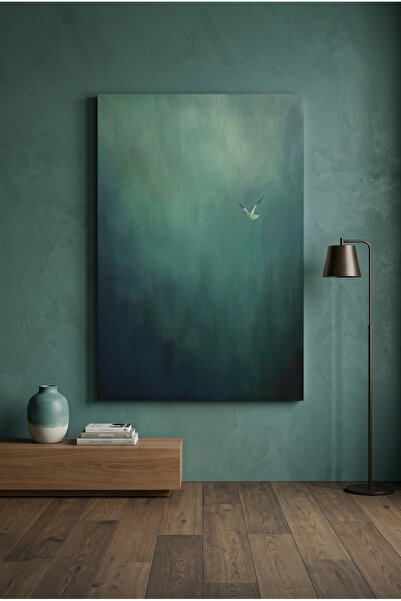 Artease Minimal Zeytin Yeşili Kuş Kanvas Tablo