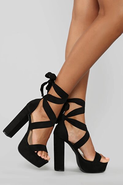 TrendyAnka Γυναικεία Μαύρα Σουέντ Παπούτσια Πλατφόρμας με Τακούνι 13 εκ. Υψηλ...