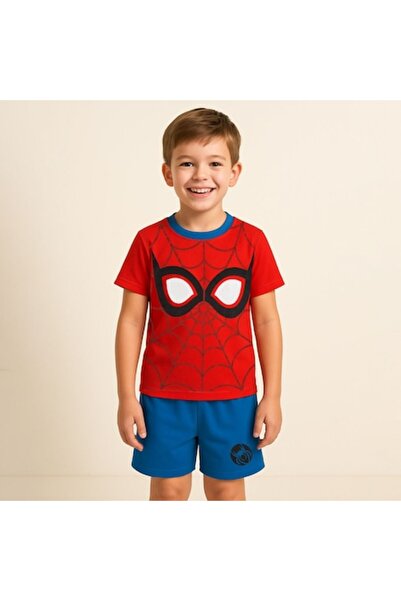 OEM Set Pijama de Vara din Bumbac Rosu Albastru cu Model Paianjen pentru Copii